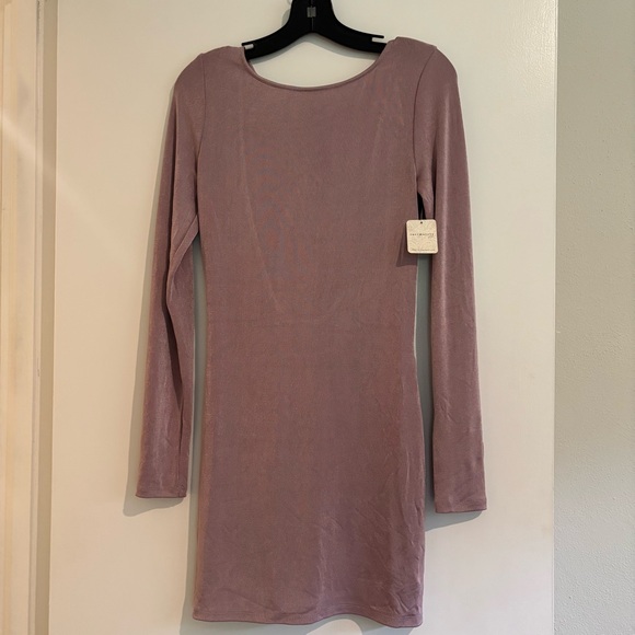 Free People Intimately Call Me Later Long Sleeve Slip Dress Large Dawn Pink NWT - Picture 6 of 7
